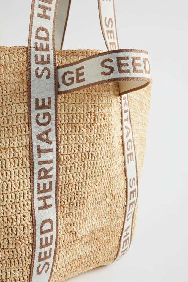 Seed Heritage Tote Bags Monochrome Logo Raffia Tote Natural 8211 Woman