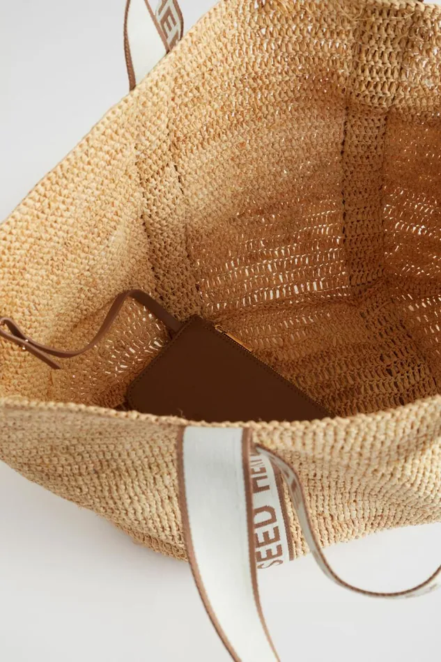 Seed Heritage Tote Bags Monochrome Logo Raffia Tote Natural 8211 Woman