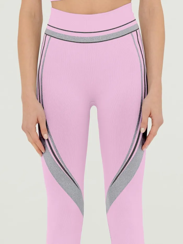 Shaping Stripes Leggings Prisma Pinksilverblack Women Wolford Athleisure Leggings