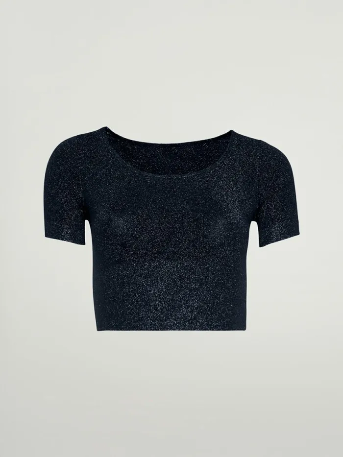 Shiny Crop Top Blackpewter Women Wolford Tops