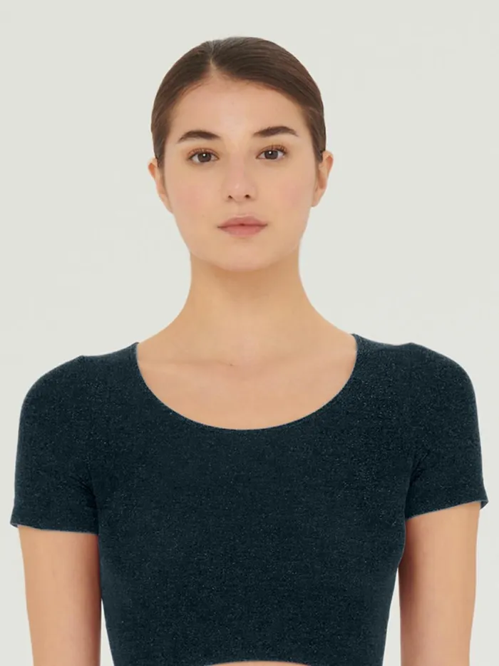 Shiny Crop Top Blackpewter Women Wolford Tops