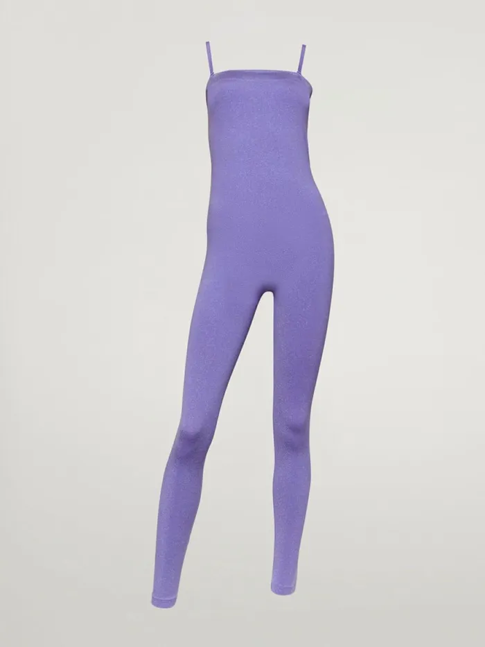 Shiny Jumpsuit Ultra Violetlight Aquamarine Women Wolford Trousers and Jumpsuits