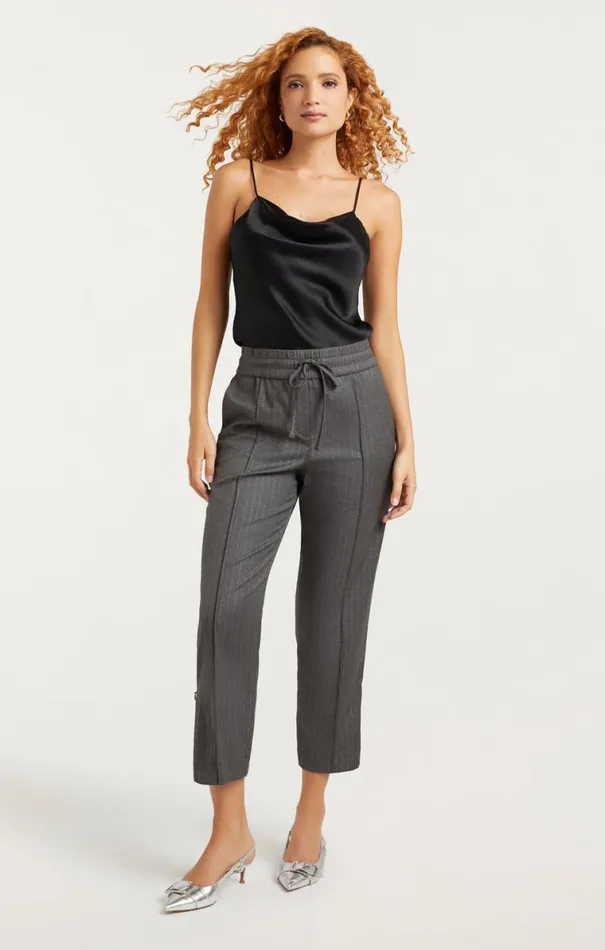 Shop Adalie Pant Lurex Pinstripe Charcoal Cinq Sept Pants