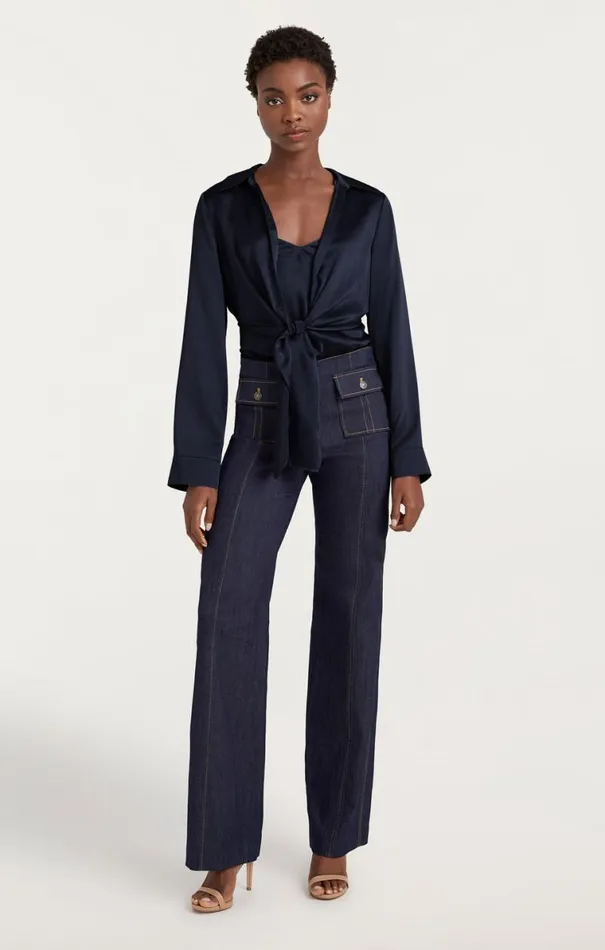 Shop Ally Top Navy Cinq Sept Long Sleeve Tops