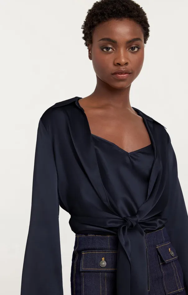 Shop Ally Top Navy Cinq Sept Long Sleeve Tops
