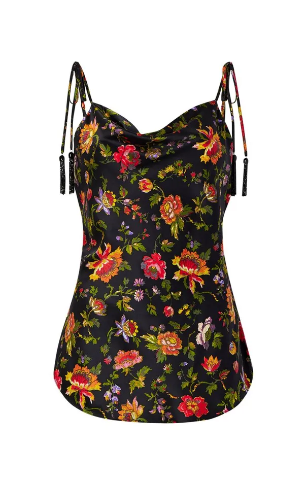 Shop Beaded Tassel Provence Marta Cami Black Multi Cinq Sept Tank Tops and Camisoles Shop Beaded Tassel Provence Marta Cami Black Multi Cinq Sept Tank Tops and Camisoles