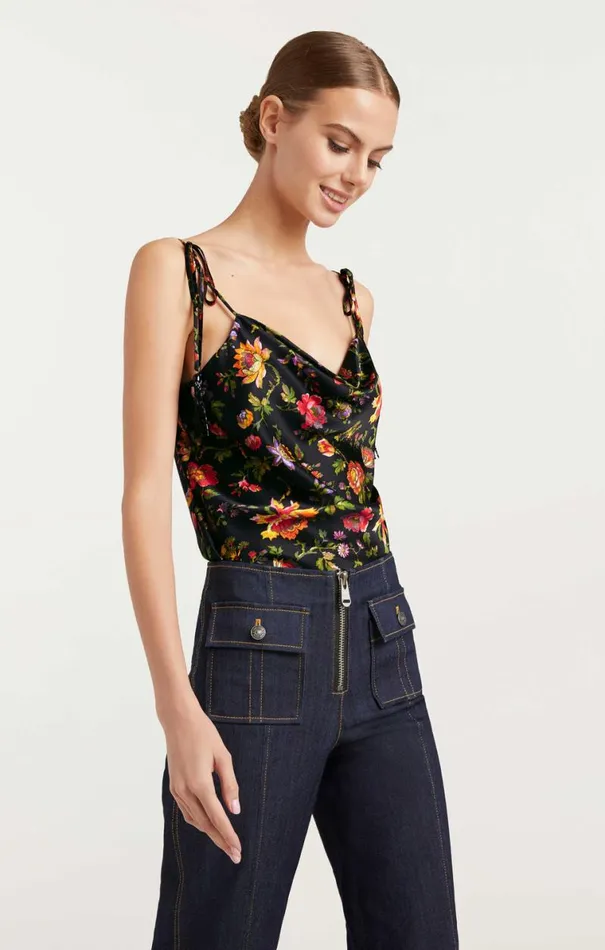 Shop Beaded Tassel Provence Marta Cami Black Multi Cinq Sept Tank Tops and Camisoles