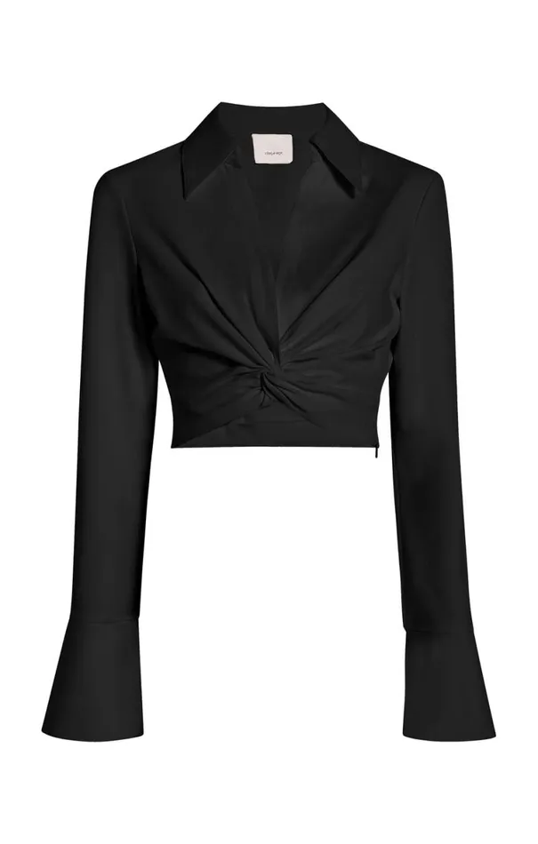 Shop Cropped Mckenna Top Black Cinq Sept Long Sleeve Tops