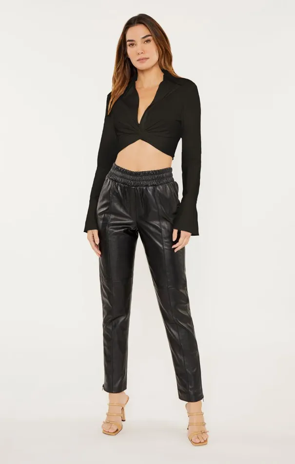 Shop Cropped Mckenna Top Black Cinq Sept Long Sleeve Tops