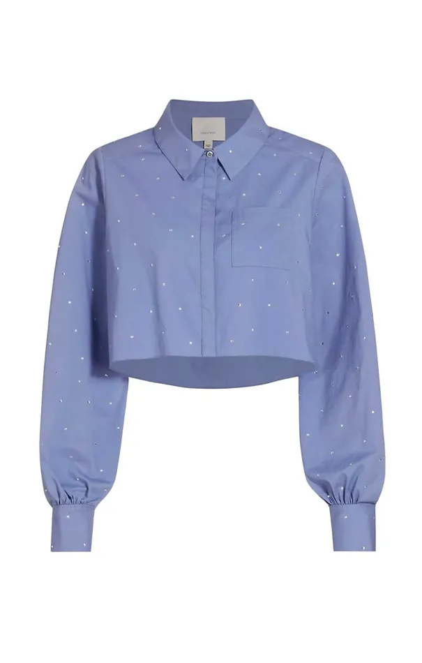 Shop Cropped Selina Top Soft Peri Cinq Sept Long Sleeve Tops