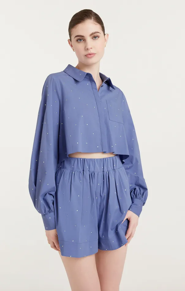 Shop Cropped Selina Top Soft Peri Cinq Sept Long Sleeve Tops
