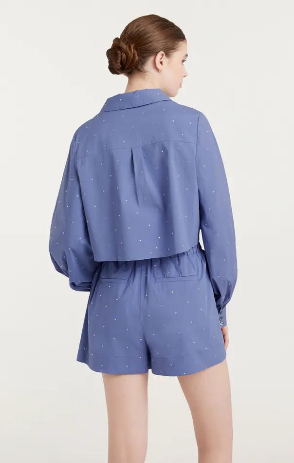 Shop Cropped Selina Top Soft Peri Cinq Sept Long Sleeve Tops