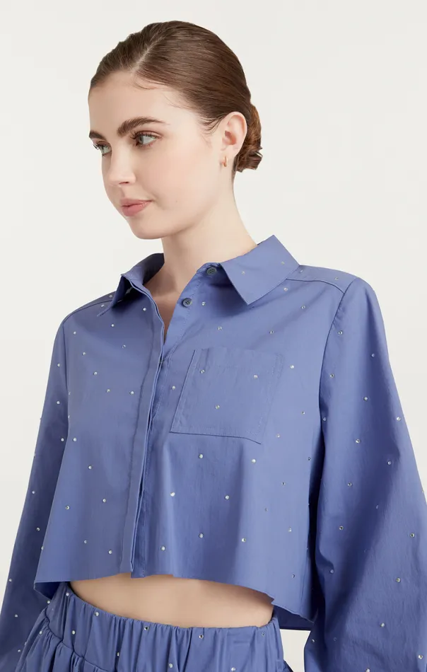 Shop Cropped Selina Top Soft Peri Cinq Sept Long Sleeve Tops