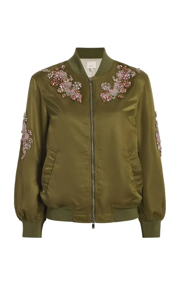 Shop Diamond Daisies Embellished Talulla Bomber Olive Cinq Sept Outerwear