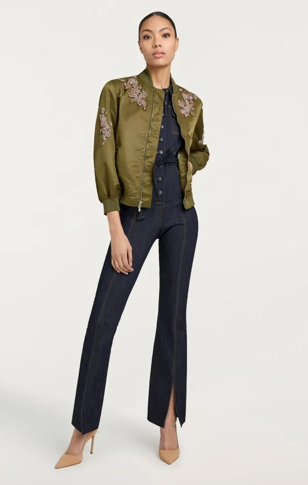 Shop Diamond Daisies Embellished Talulla Bomber Olive Cinq Sept Outerwear