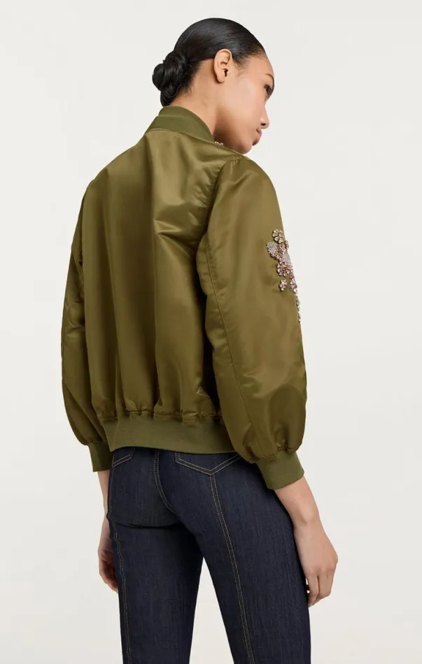 Shop Diamond Daisies Embellished Talulla Bomber Olive Cinq Sept Outerwear