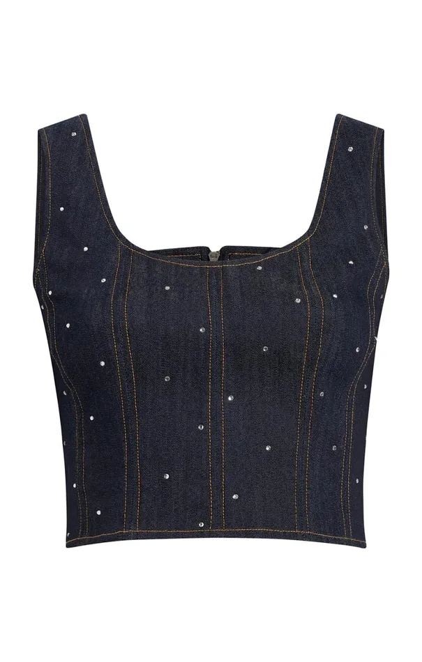 Shop Ditsy Rhinestone Ora Bustier Indigo Cinq Sept Tank Tops and Camisoles