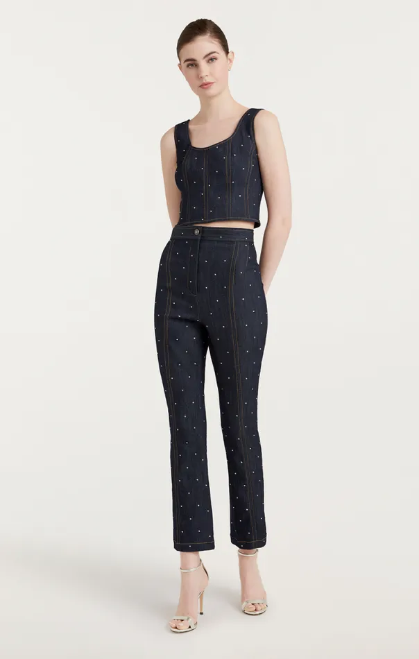 Shop Ditsy Rhinestone Ora Bustier Indigo Cinq Sept Tank Tops and Camisoles