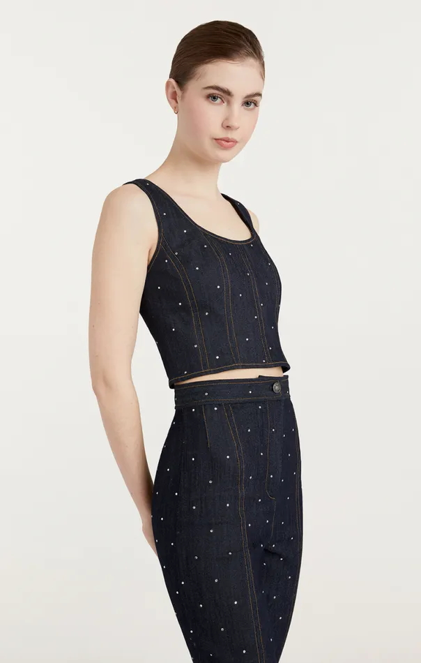 Shop Ditsy Rhinestone Ora Bustier Indigo Cinq Sept Tank Tops and Camisoles