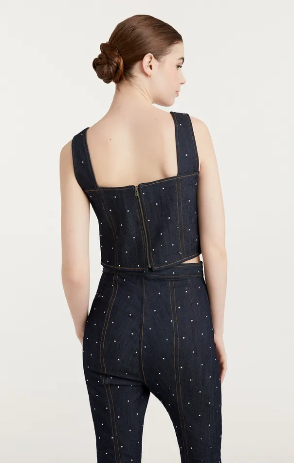 Shop Ditsy Rhinestone Ora Bustier Indigo Cinq Sept Tank Tops and Camisoles