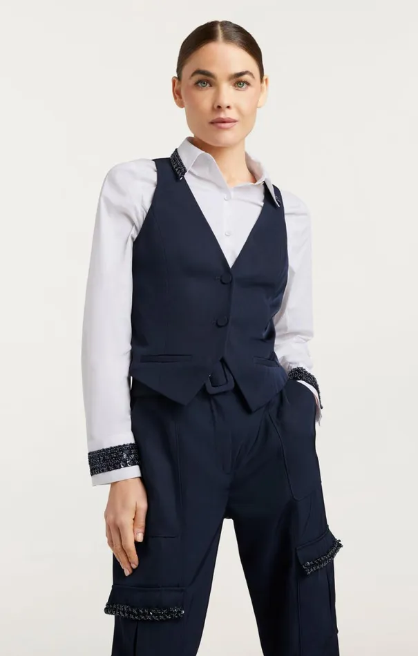 Shop Embellished Ellery Top Navywhite Cinq Sept Long Sleeve Tops