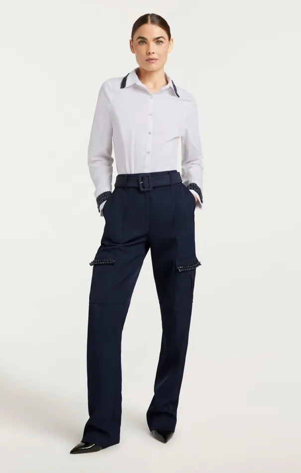 Shop Embellished Ellery Top Navywhite Cinq Sept Long Sleeve Tops