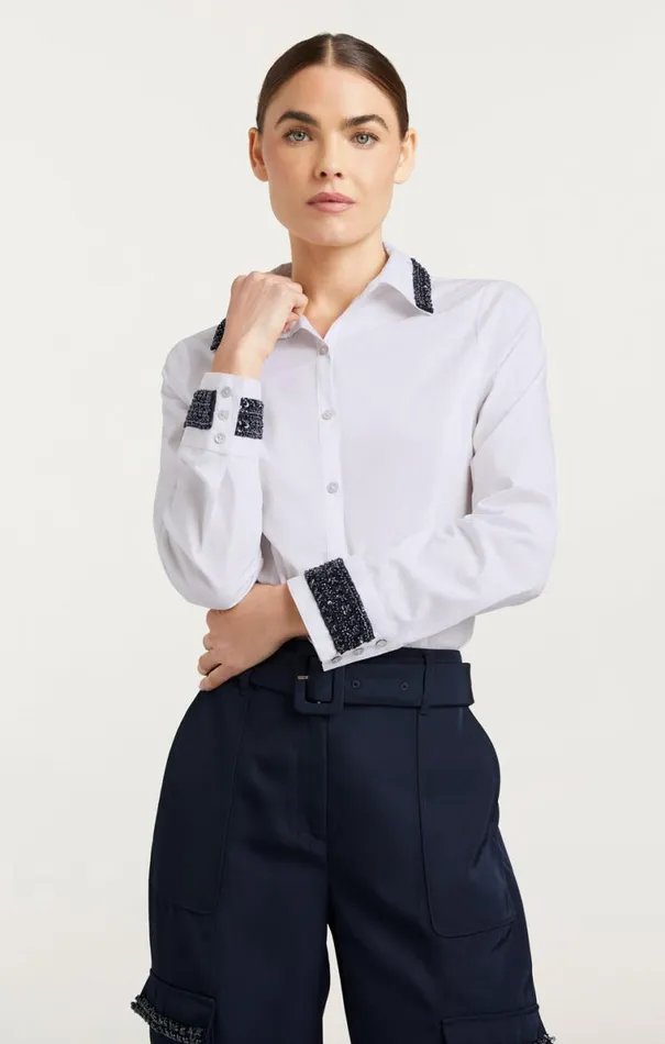 Shop Embellished Ellery Top Navywhite Cinq Sept Long Sleeve Tops