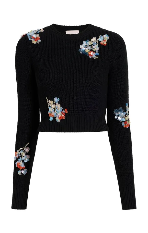 Shop Evie Crewneck Blackmulti Cinq Sept Sweaters and Knits