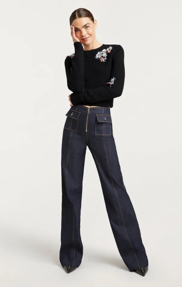 Shop Evie Crewneck Blackmulti Cinq Sept Sweaters and Knits