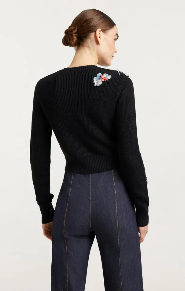 Shop Evie Crewneck Blackmulti Cinq Sept Sweaters and Knits