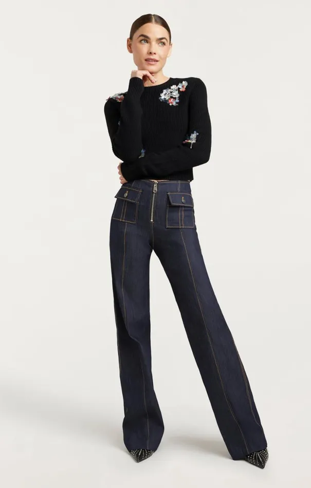 Shop Evie Crewneck Blackmulti Cinq Sept Sweaters and Knits