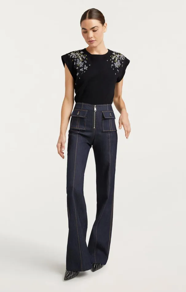 Shop Lilac Vine Embellished Bella Tee Black Multi Cinq Sept Tees