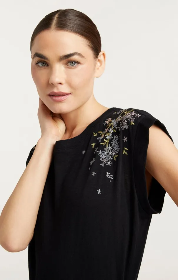 Shop Lilac Vine Embellished Bella Tee Black Multi Cinq Sept Tees