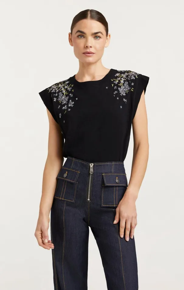Shop Lilac Vine Embellished Bella Tee Black Multi Cinq Sept Tees