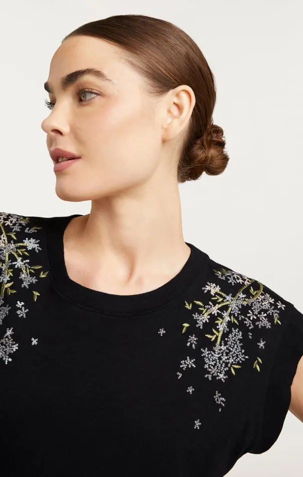 Shop Lilac Vine Embellished Bella Tee Black Multi Cinq Sept Tees