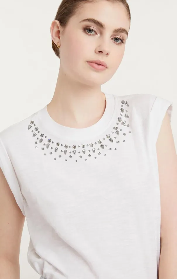 Shop Mixed Rhinestone Bella Tee White Multi Cinq Sept Tees