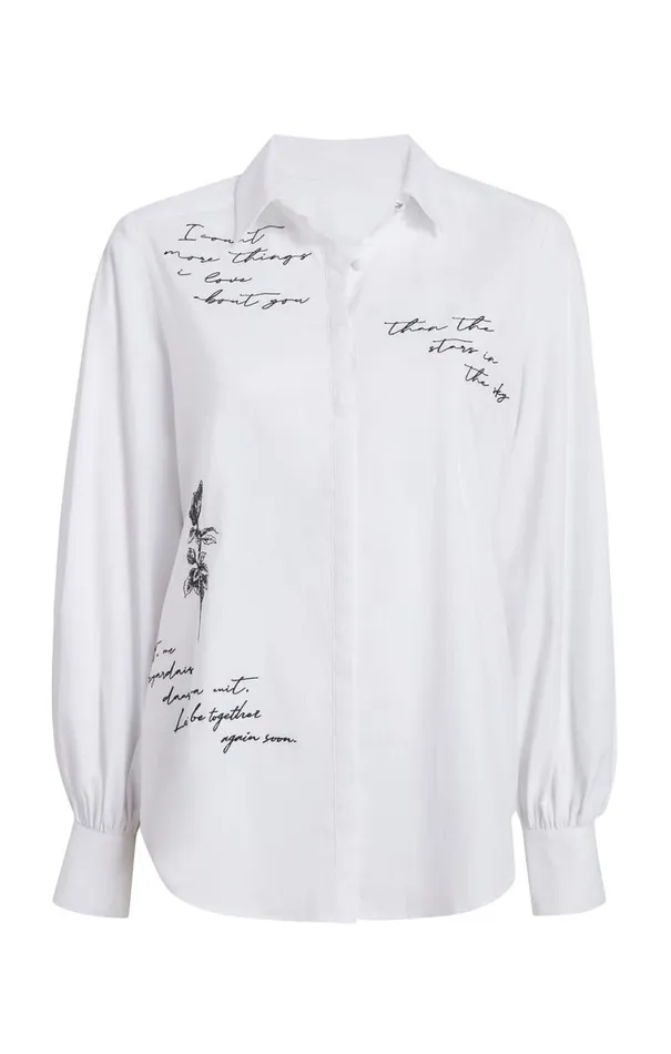 Shop Mon Amour Embroidered Poplin Kandice Top Whiteblack Cinq Sept Long Sleeve Tops