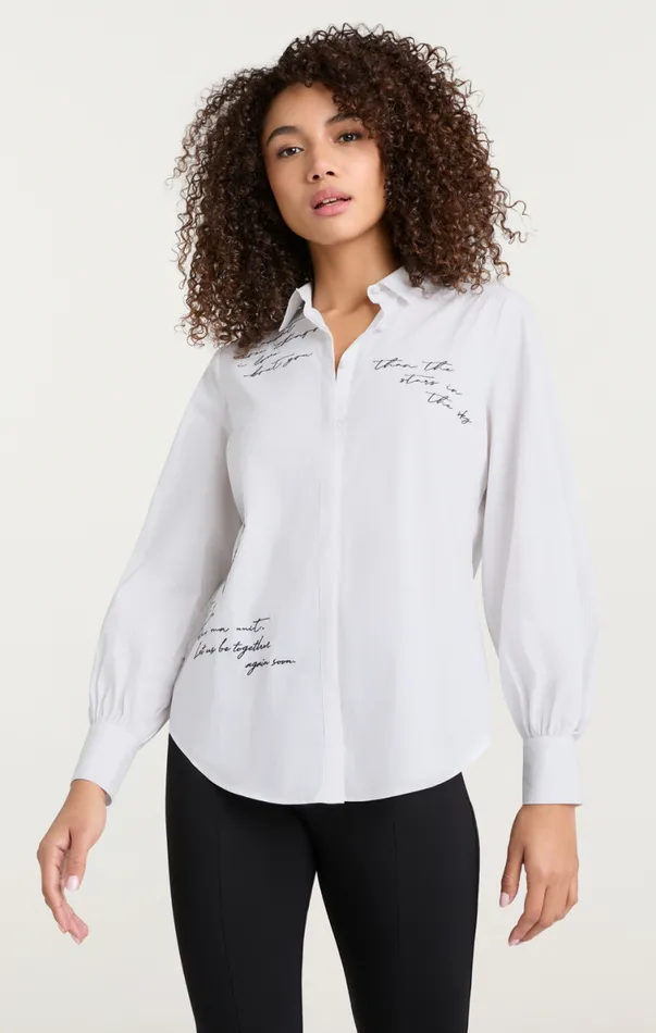 Shop Mon Amour Embroidered Poplin Kandice Top Whiteblack Cinq Sept Long Sleeve Tops