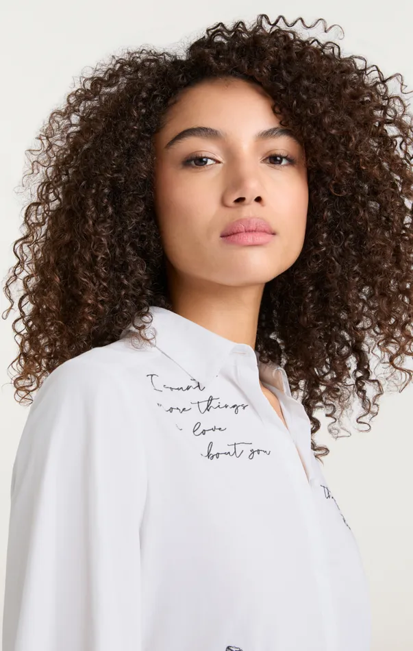 Shop Mon Amour Embroidered Poplin Kandice Top Whiteblack Cinq Sept Long Sleeve Tops