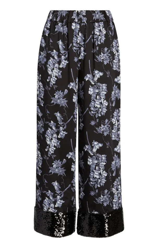 Shop Phoebe Pant Coastal Floral Black Multi Cinq Sept Pants
