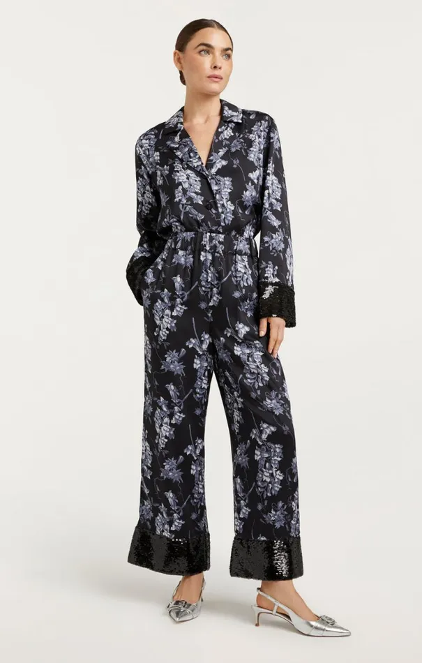 Shop Phoebe Pant Coastal Floral Black Multi Cinq Sept Pants