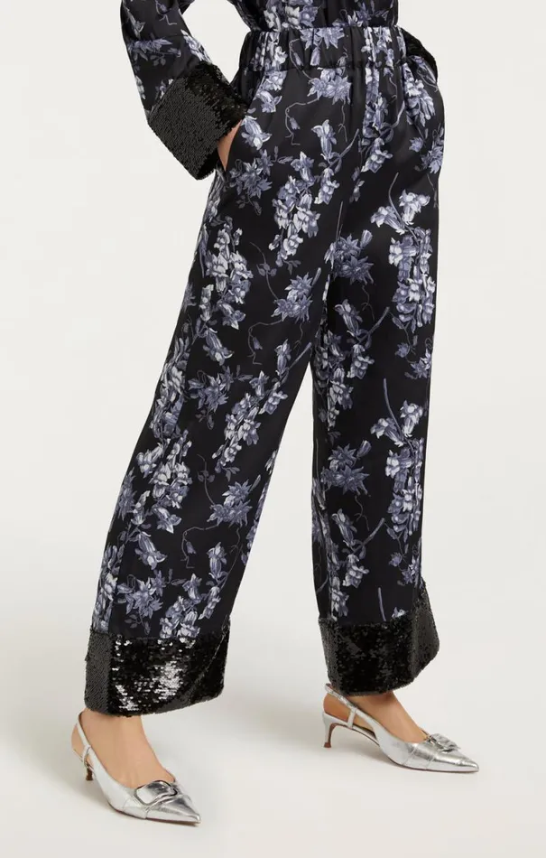 Shop Phoebe Pant Coastal Floral Black Multi Cinq Sept Pants