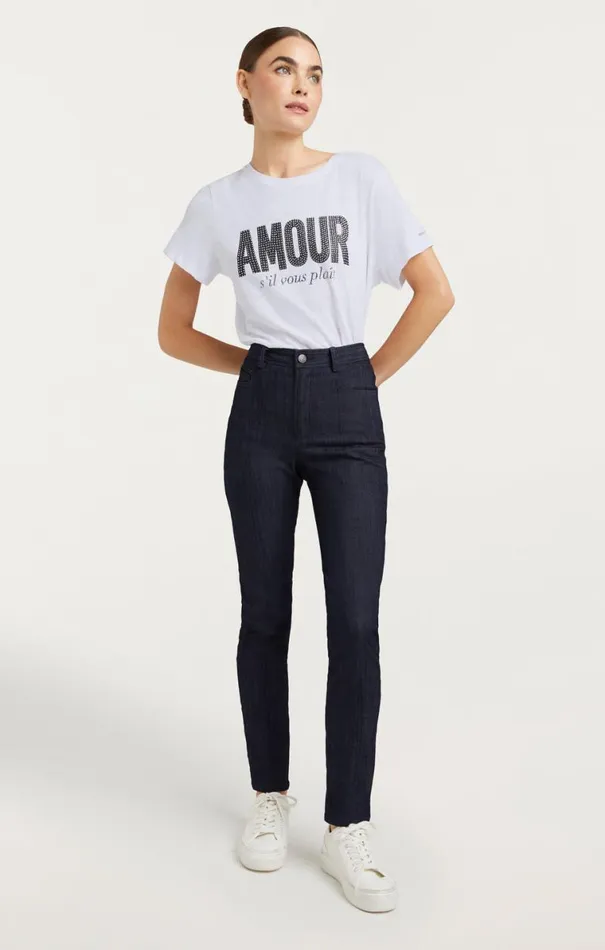 Shop Rhinestone Amour Sil Vous Plait Tee Whiteblack Cinq Sept Tees