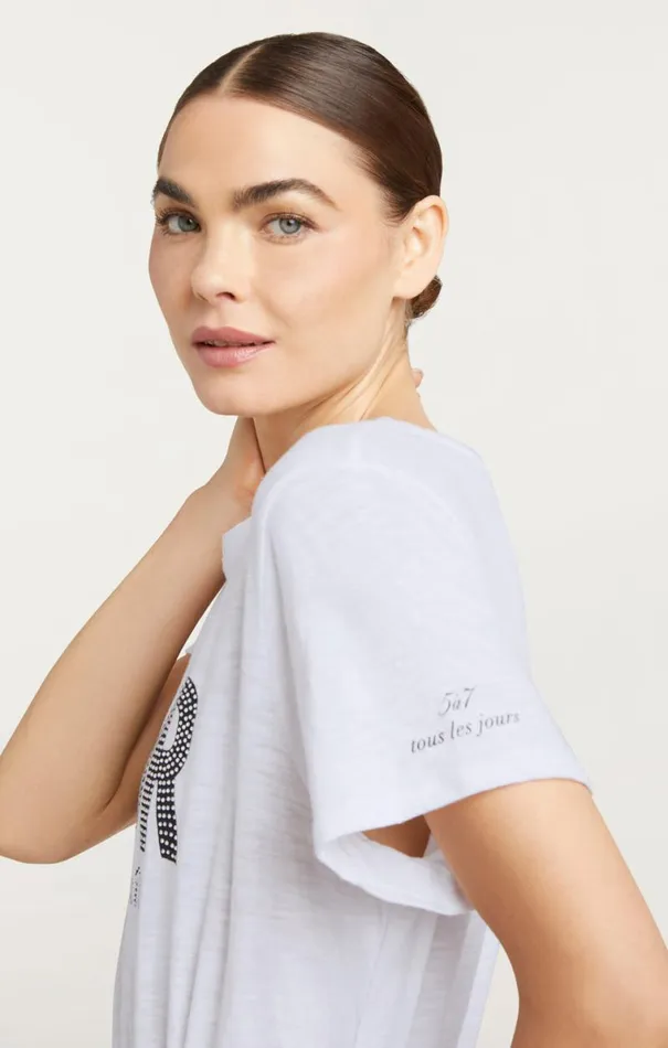 Shop Rhinestone Amour Sil Vous Plait Tee Whiteblack Cinq Sept Tees