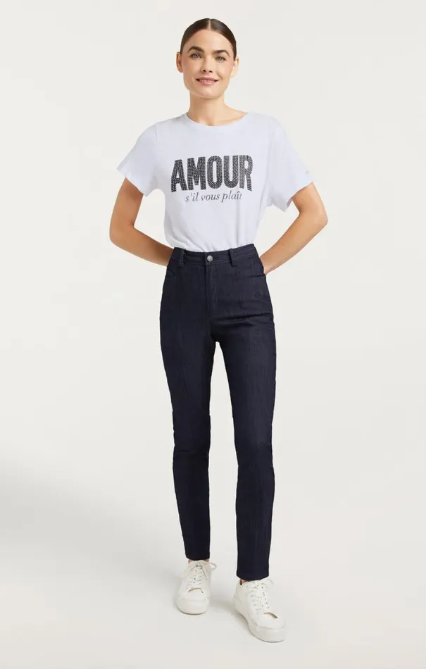 Shop Rhinestone Amour Sil Vous Plait Tee Whiteblack Cinq Sept Tees