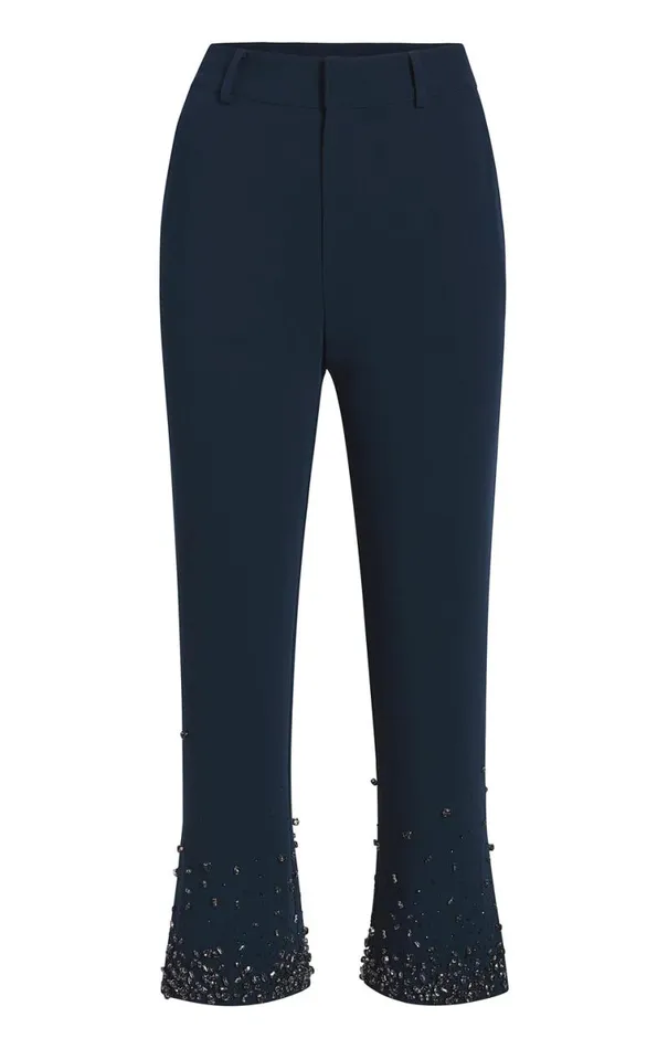 Shop Rhinestone Crackle Cropped Kerry Pant Peacock Blue Cinq Sept Pants