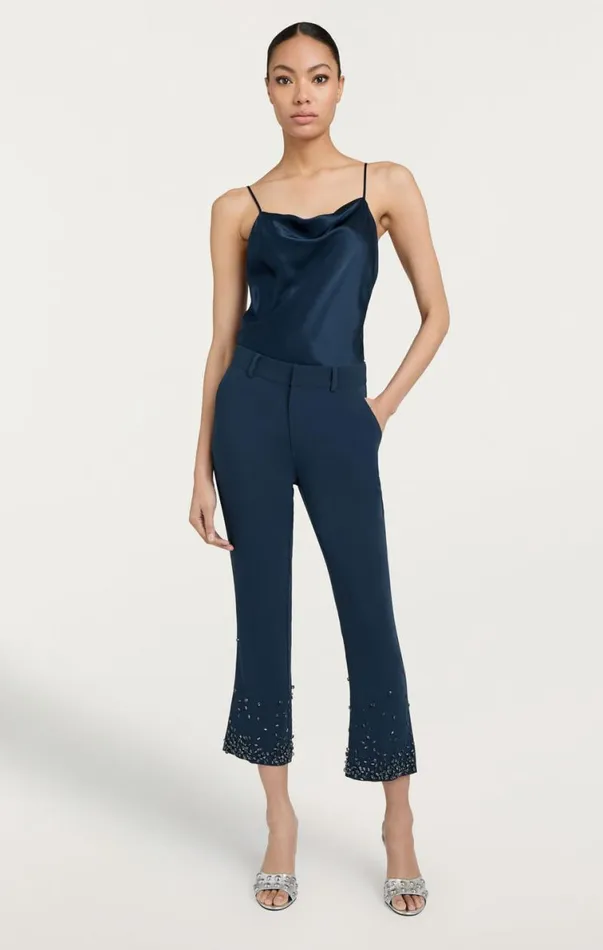 Shop Rhinestone Crackle Cropped Kerry Pant Peacock Blue Cinq Sept Pants