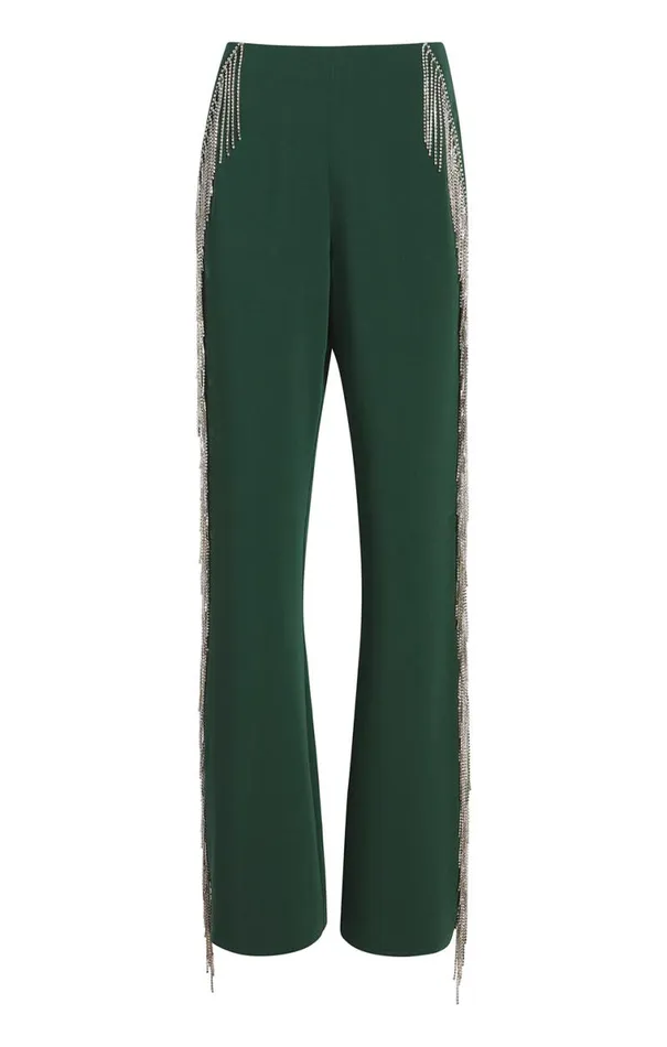 Shop Rhinestone Fringe Remy Pant Dark Emerald Cinq Sept Pants