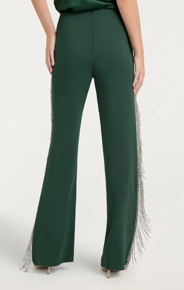 Shop Rhinestone Fringe Remy Pant Dark Emerald Cinq Sept Pants