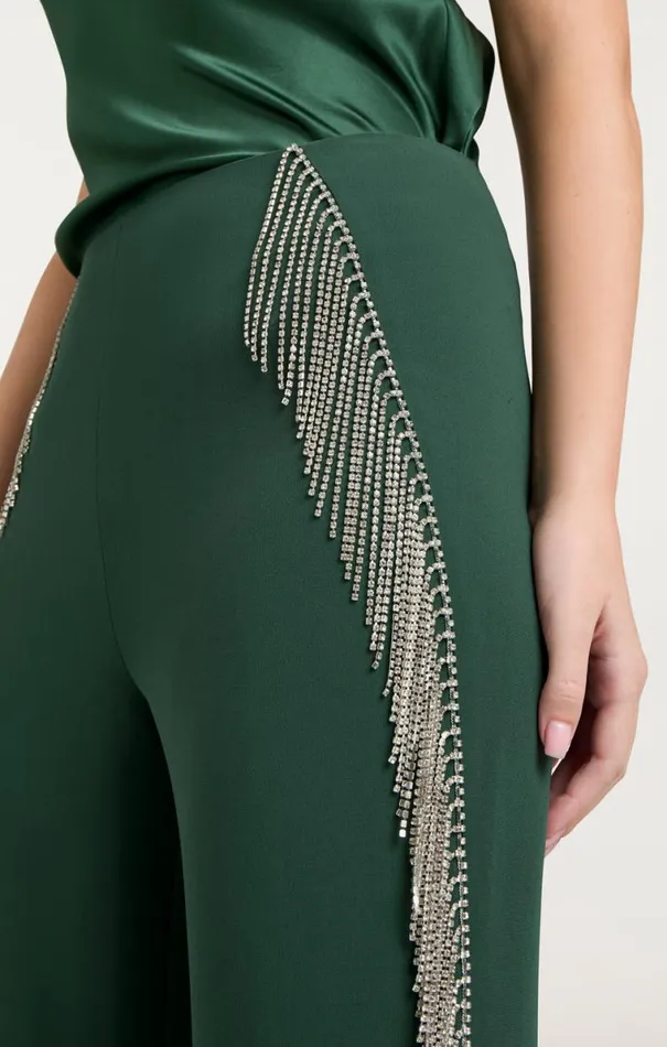 Shop Rhinestone Fringe Remy Pant Dark Emerald Cinq Sept Pants